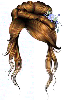 women's elegant curly hairs red colors with flower decoration vector