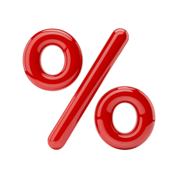 Glossy red percentage symbol on a transparent background. percentage symbol png
