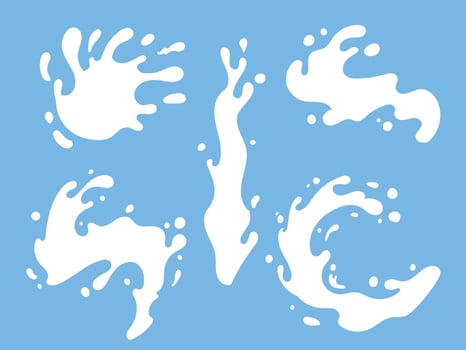 Milk splash, cow or goat milk, Milky splash elements vector