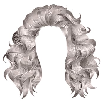 long curly hairs wig light blond colors . beauty fashion style . vector