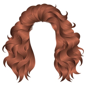 long curly hairs red colors . beauty fashion style . wig vector