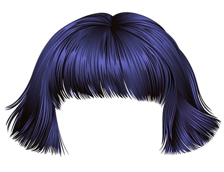 trendy hairs brunette black colors kare fringe . beauty fashion vector