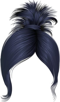 trendy women hairs brunette black colour .high tail . fashion beauty style vector