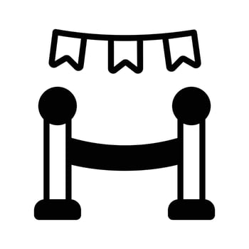 A glyph style icon showing entrance rope poles. vector