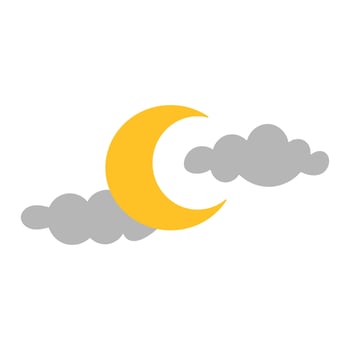 A yellow moon is in the sky with a cloudy background. The moon is the main focus of the image, and the clouds provide a sense of depth and atmosphere vector