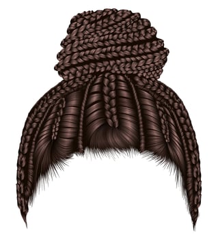 trendy african hair bun with plaits cornrows. black vector