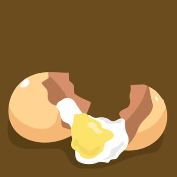 illustration of a cracked egg with yolk and white spilling out, ideal for food elements, restaurant, cooking design. vector