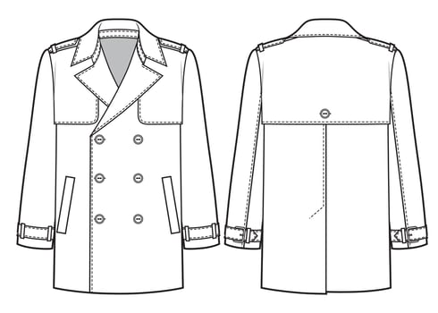 Classic Mans Trench Coat, fashion sketch vector