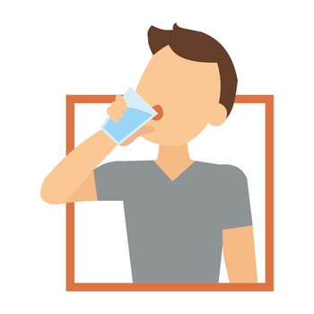 Drink Water. Thirsty man. Refreshing. Stock Illustration vector