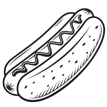 Bold Black and White Graphic Hot dog Illustration vector