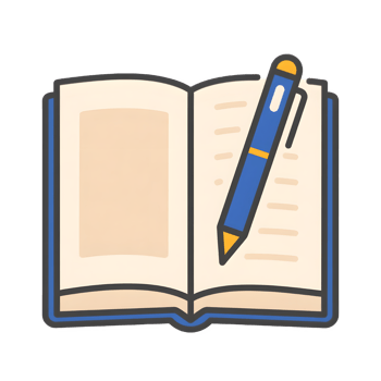 Open Notebook and Pen Icon with Transparent Background png