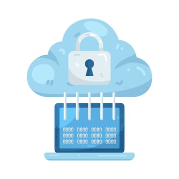 Cloud storage with secure padlock vector