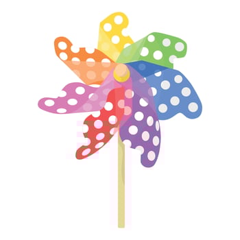 Cute icon of rainbow polkadot windmill for carry. vector