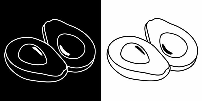 Minimalist Avocado Illustration - Black and White Design vector
