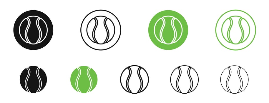 Tennis icons in black and green colors collection vector