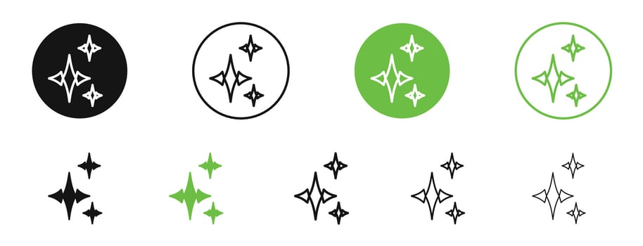 Sparkles icons in black and green colors vector