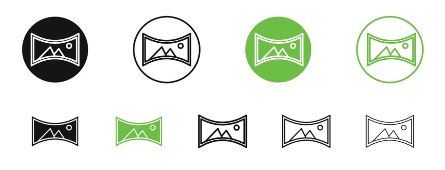Panoramic icons in black and green colors collection vector