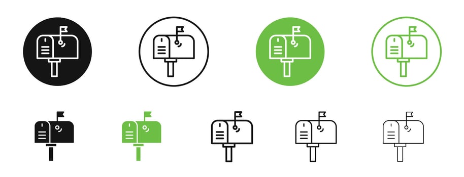 Mailbox icons in black and green colors collection vector