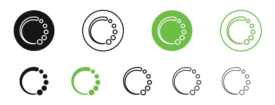 Loading icons in black and green colors collection vector