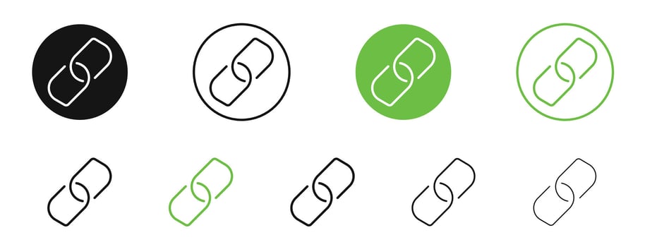 Link icons in black and green colors collection vector