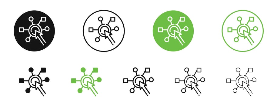 Interactive icons in black and green colors collection vector