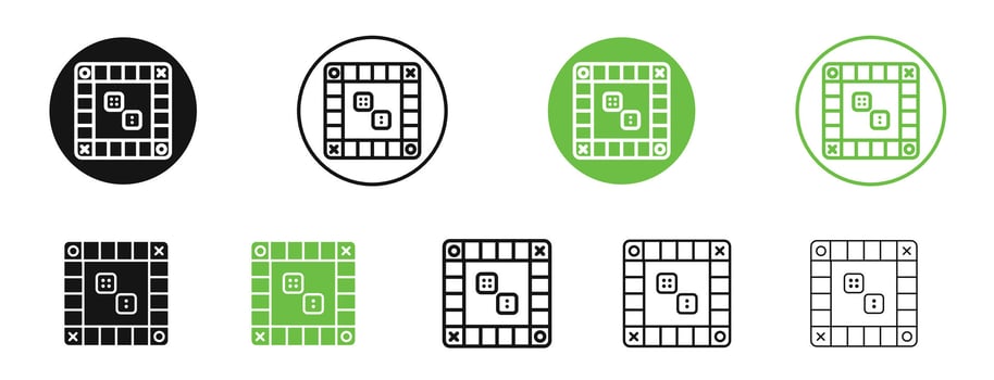 Game board icons in black and green colors collection vector