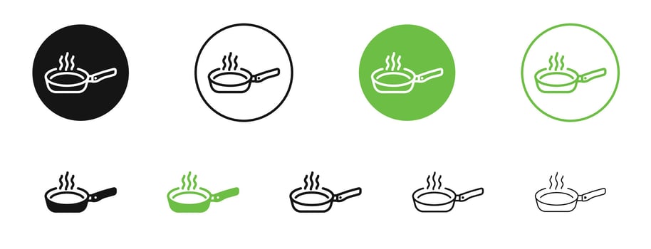 Frying pan icons in black and green colors collection vector