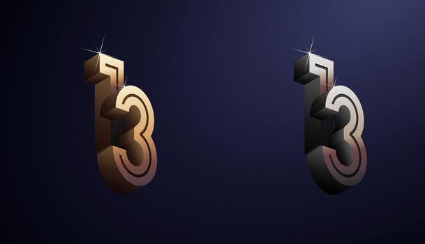 3d Year Anniversary Gold Metal Colour 13th, 13th Happy Anniversary with Elegant Colour, Luxury and Modern. vector