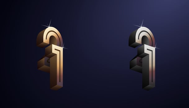 3d Year Anniversary Gold Metal Colour 21th, 21th Happy Anniversary with Elegant Colour, Luxury and Modern. vector