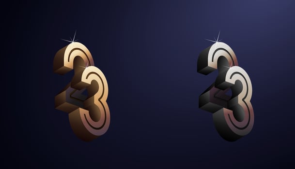 3d Year Anniversary Gold Metal Colour 23th, 23th Happy Anniversary with Elegant Colour, Luxury and Modern. vector
