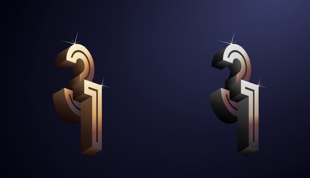 3d Year Anniversary Gold Metal Colour 31th, 31th Happy Anniversary with Elegant Colour, Luxury and Modern. vector