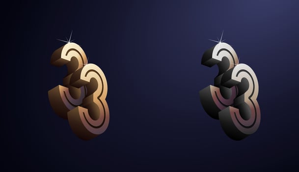 3d Year Anniversary Gold Metal Colour 33th, 33th Happy Anniversary with Elegant Colour, Luxury and Modern. vector