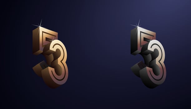 3d Year Anniversary Gold Metal Colour 53th, 53th Happy Anniversary with Elegant Colour, Luxury and Modern. vector