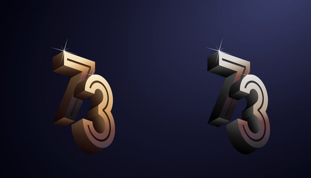 3d Year Anniversary Gold Metal Colour 73th, 73th Happy Anniversary with Elegant Colour, Luxury and Modern. vector
