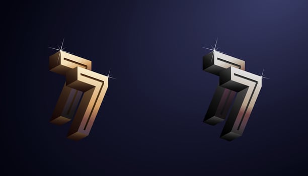 3d Year Anniversary Gold Metal Colour 77th, 77th Happy Anniversary with Elegant Colour, Luxury and Modern. vector