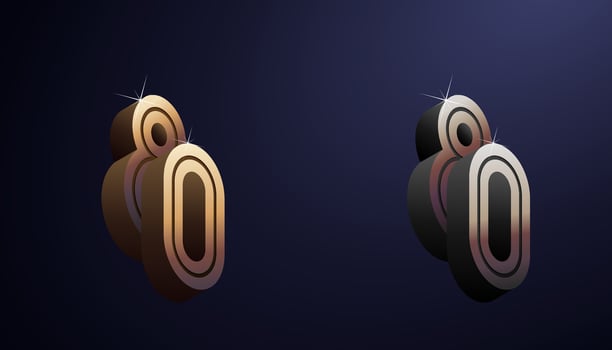 3d Year Anniversary Gold Metal Colour 80th, 80th Happy Anniversary with Elegant Colour, Luxury and Modern. vector