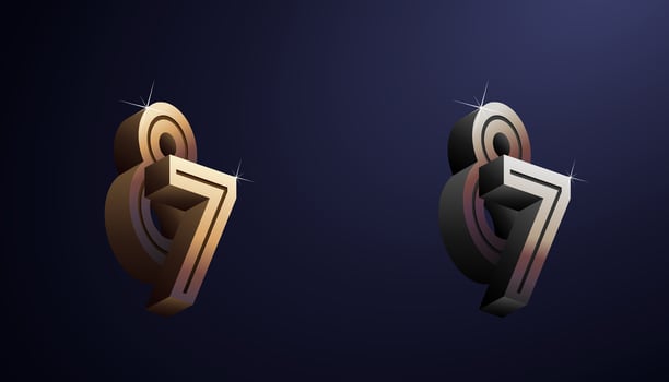 3d Year Anniversary Gold Metal Colour 87th, 87th Happy Anniversary with Elegant Colour, Luxury and Modern. vector