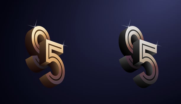 3d Year Anniversary Gold Metal Colour 95th, 95th Happy Anniversary with Elegant Colour, Luxury and Modern. vector