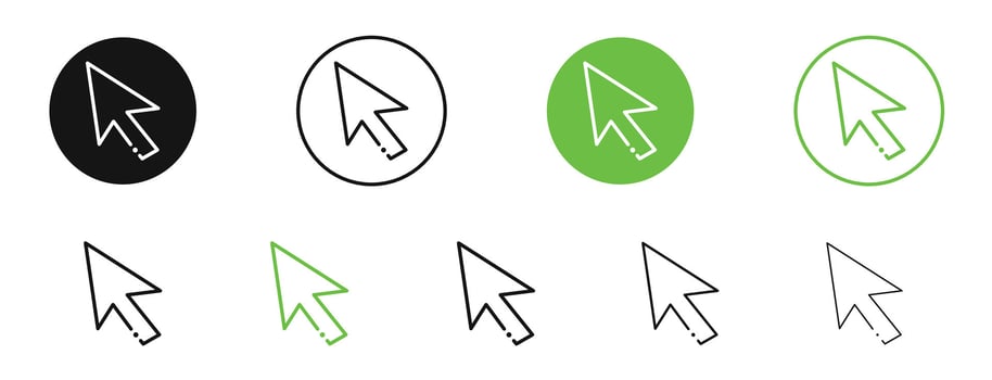 Cursor icons in black and green colors vector