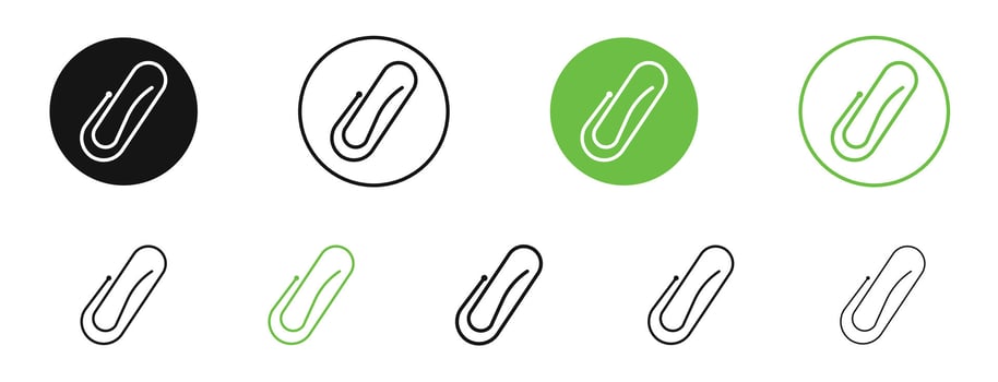 Clip icons in black and green colors collection vector
