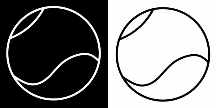 Minimalist Tennis Ball Icon Outline Black and White Sports Design vector
