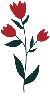 Minimalist Red Flower Clipart, Retro Floral png