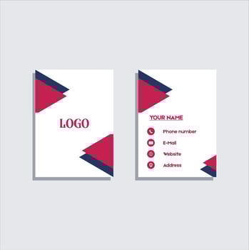a business card with red and blue triangles vector