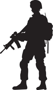 Silhouette of a soldier symbolizing strength security and dedicated military service vector