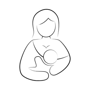 A mother nurturing her child in a tender moment. vector