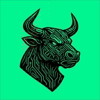 Bull head with circuit design vector