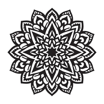 Starroot mandala radiant geometry in bold ink vector