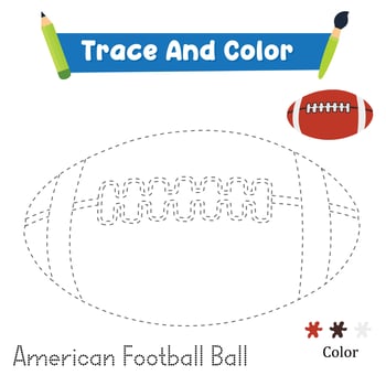 Trace And Color American Football Ball Hand Practice. illustration vector