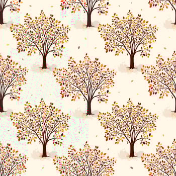Autumn trees pattern with colorful leaves vector