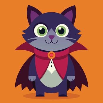 Dracula Cat Halloween Cartoon Illustration vector